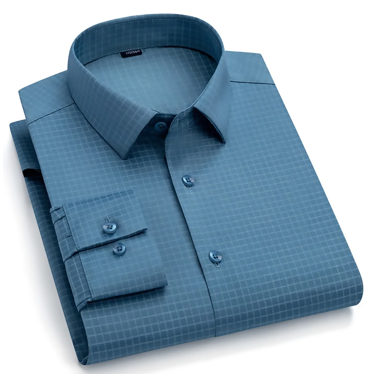 Men's Pure Cotton Structure Pattern Slim Fit Semi Cutaway Collar Full Sleeve Formal Shirt