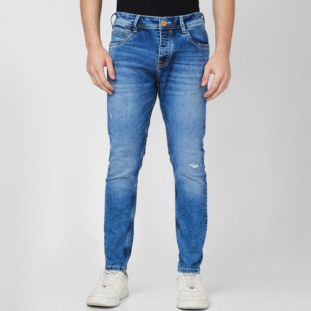 Ankle Fit Jeans for Men Slim Style Washed Look