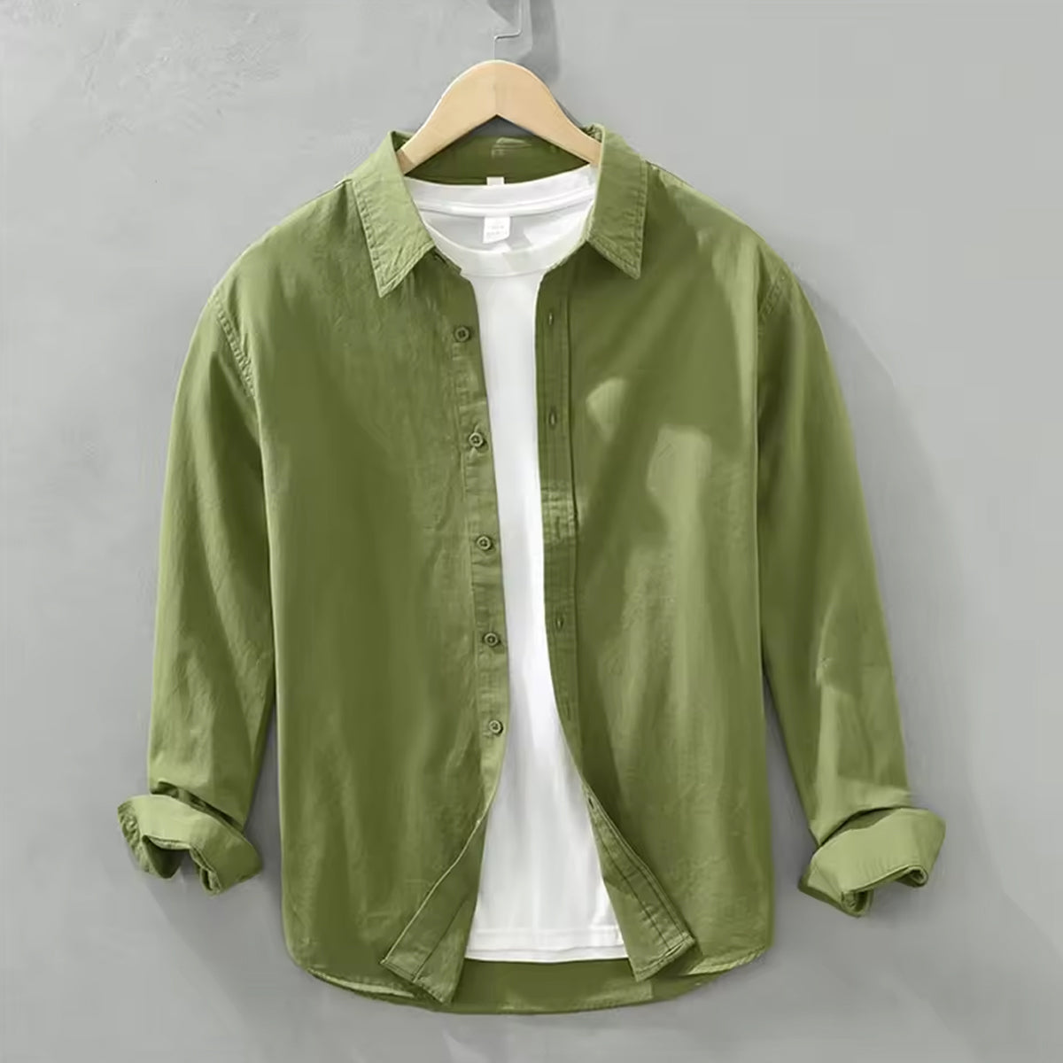 Leaf Green Denim Shirt for Men Utility Style