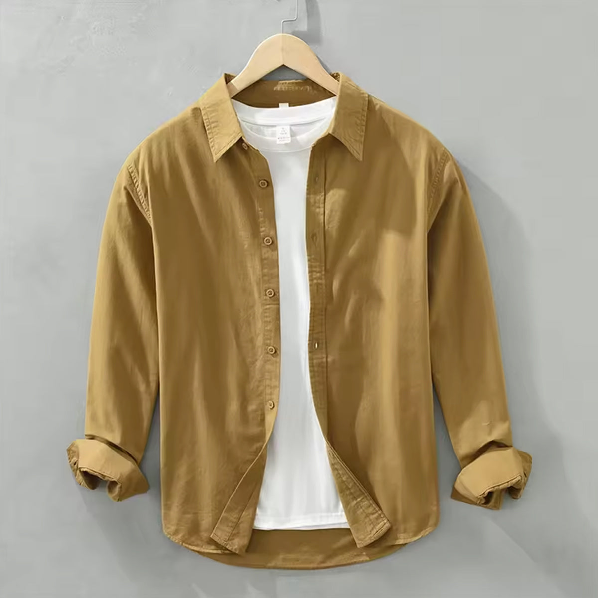 Brown Denim Shirt Rugged Outdoor Look