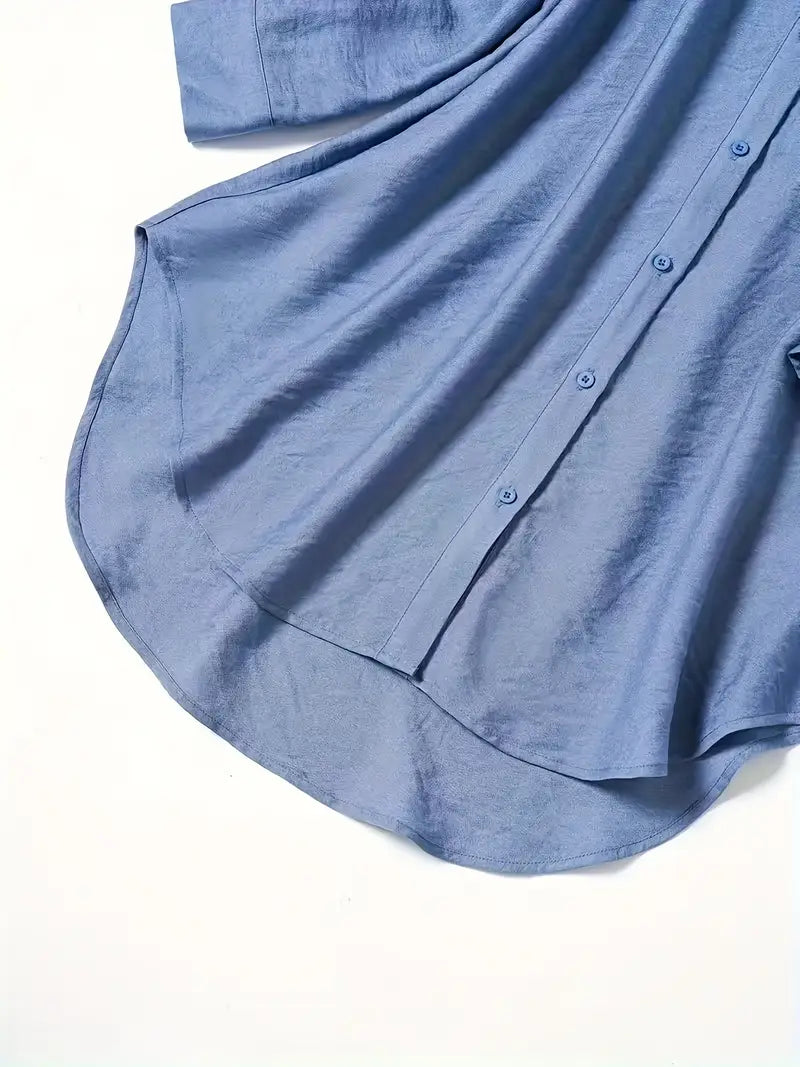 Comfort Chic Blue Plus-Size Soft & Comfort material Shirt & Pants Set