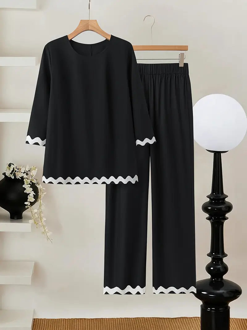 Comfort Chic Black Plus-Size Soft & Comfort material Shirt & Pants Set