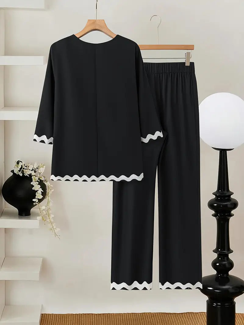 Comfort Chic Black Plus-Size Soft & Comfort material Shirt & Pants Set