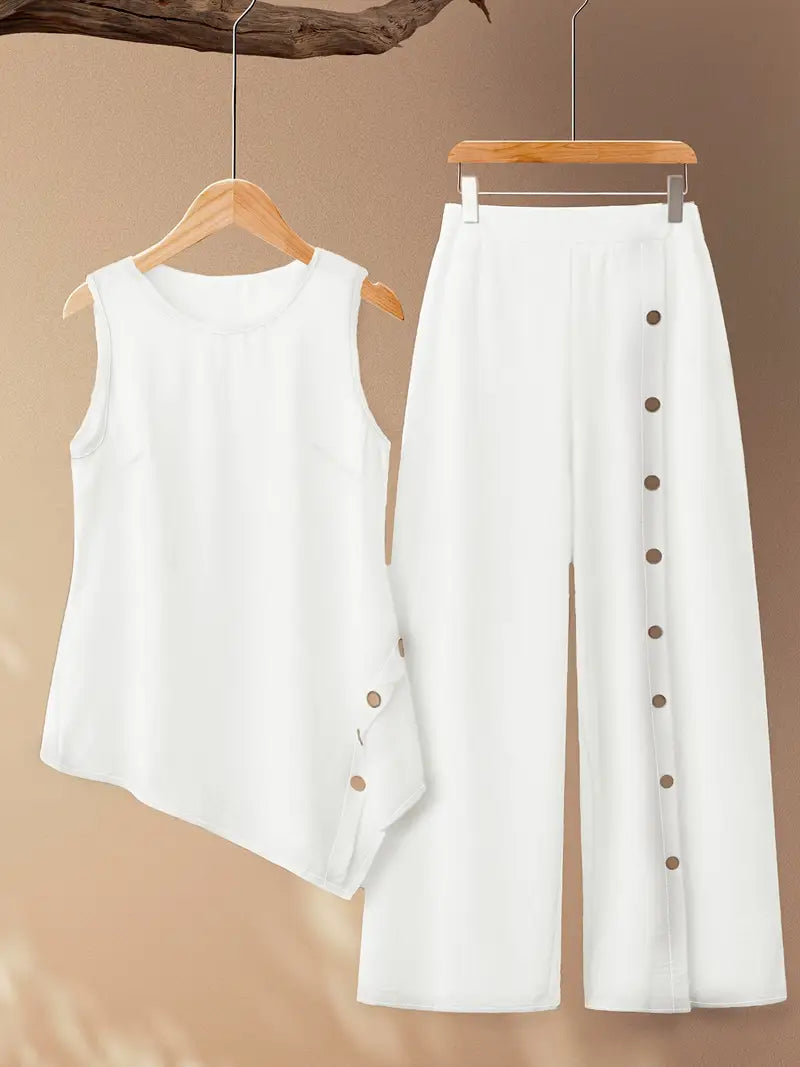 Comfort Chic: White Plus-Size Soft & Comfort material Shirt & Pants Set
