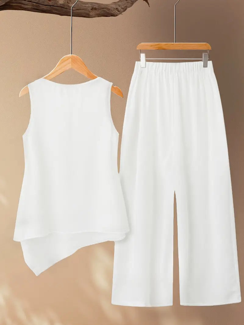 Comfort Chic: White Plus-Size Soft & Comfort material Shirt & Pants Set