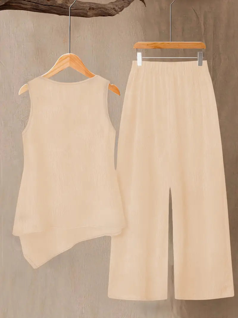 Comfort Chic Cream Colour Plus-Size Soft & Comfort material Shirt & Pants Set
