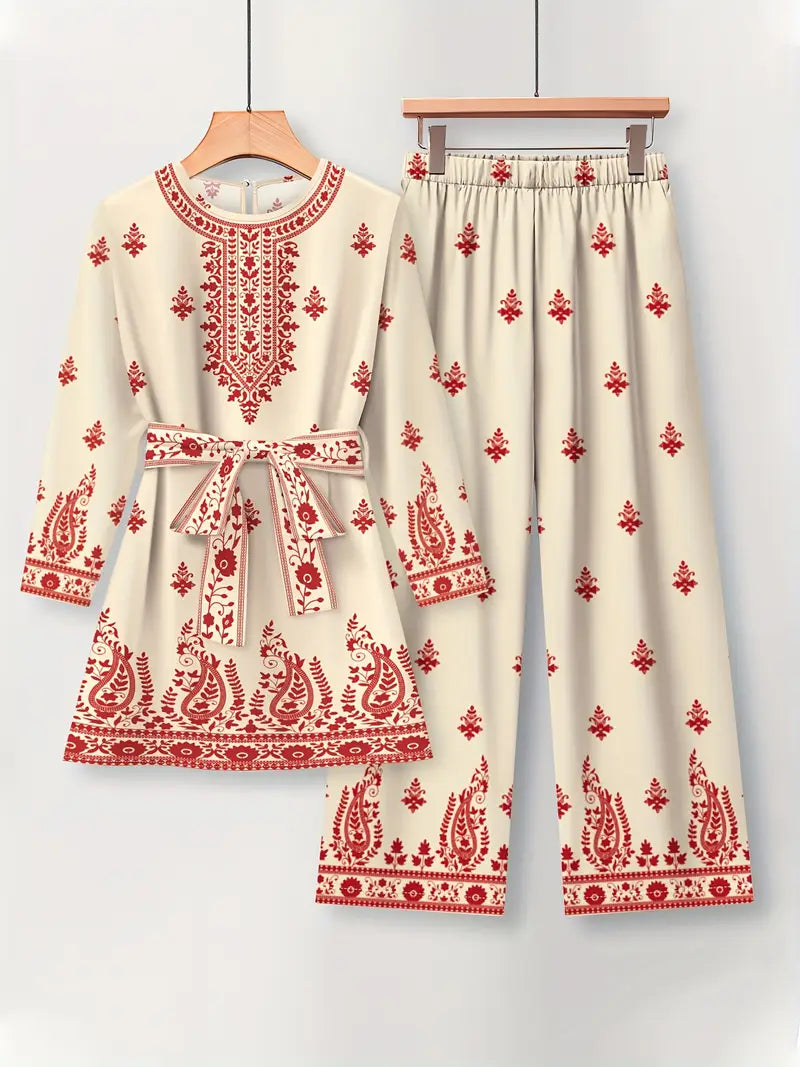 Plus-Size Pink printed Soft & Comfort material Shirt & Pants Set