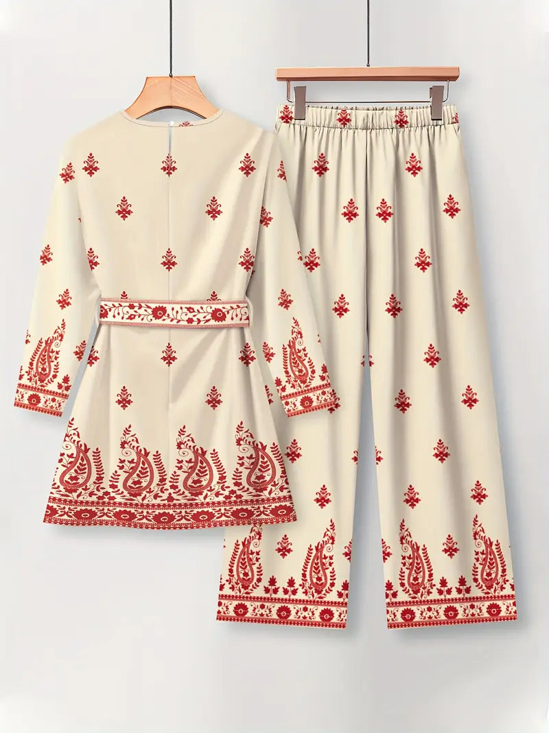 Plus-Size Pink printed Soft & Comfort material Shirt & Pants Set