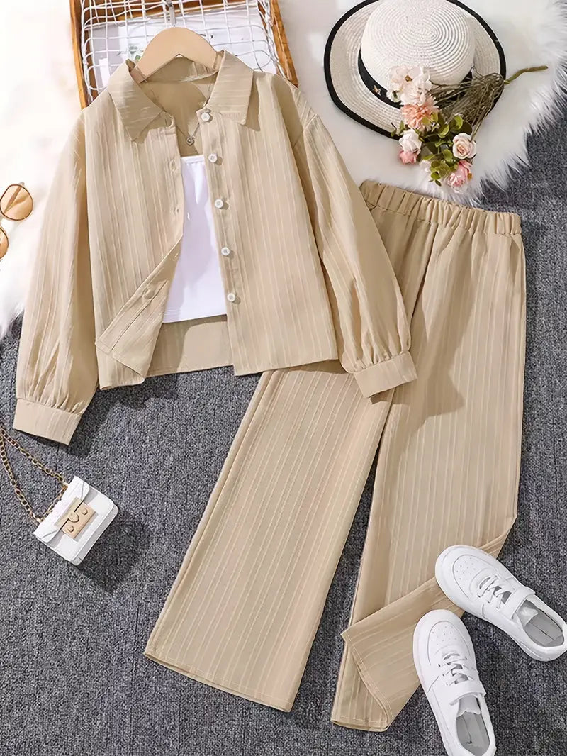 Comfort Chic: Beige Colour Plus-Size Soft & Comfort material Shirt & Pants Set