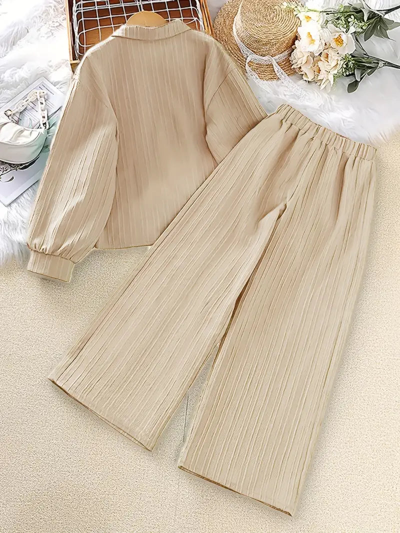 Comfort Chic: Beige Colour Plus-Size Soft & Comfort material Shirt & Pants Set