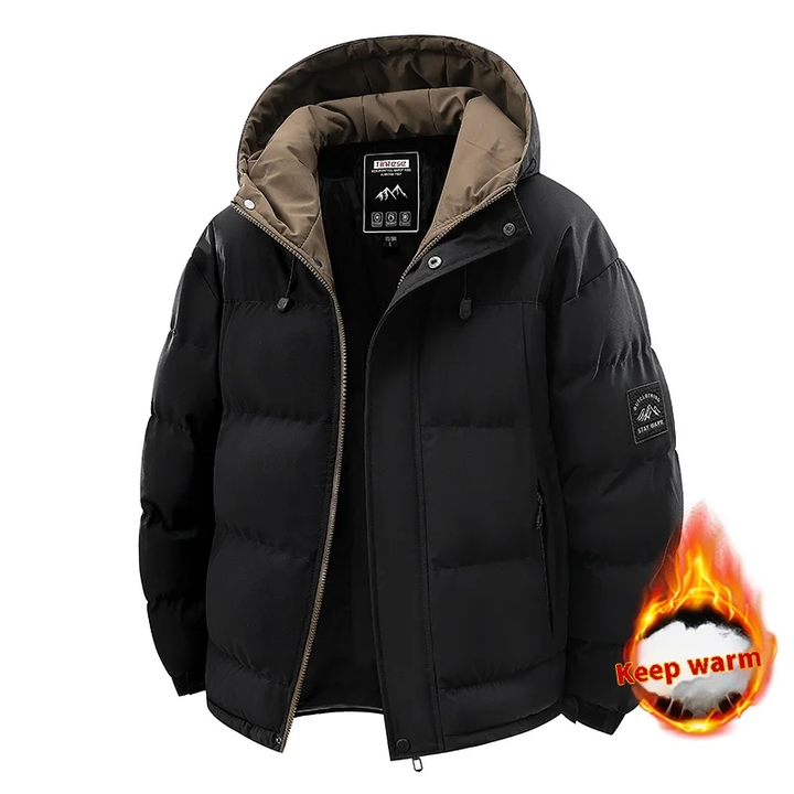 Men’s Heavyweight Winter Jacket Black – Thermal Insulated Cold Weather